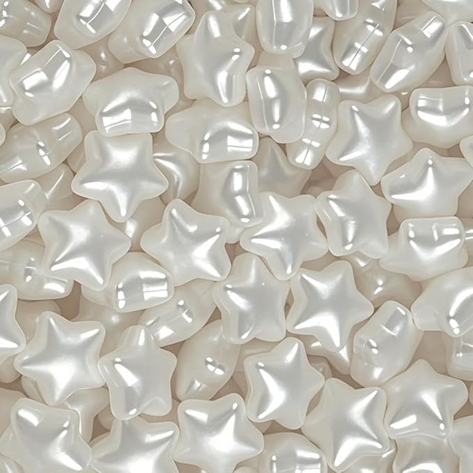 Star Ball Pit Balls 100 Phthalate Free BPA Free Crush Proof 2.16 Inches Star Shape for Plastic Balls for Ball Pit Ideal Gift for Toddlers Babies Kids Pool Water Toys Play Tent, Pearl White