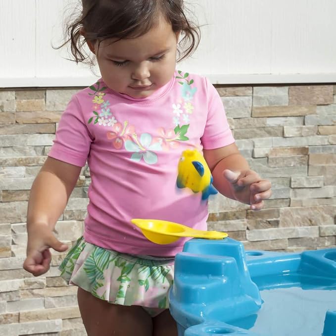 Step2 Spill & Splash Seaway Water Table, Kids Two-Tier Water and Sand Activity Sensory Playset, Comes with Umbrella, Summer Outdoor Toys, 11 Piece Toy Accessories, For Toddles 1.5+ Years Old