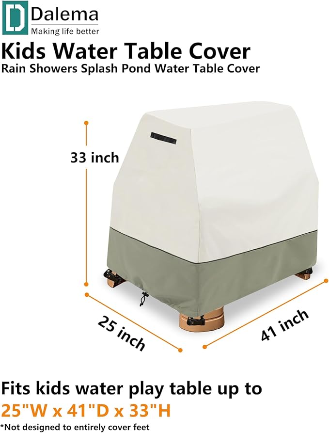 Kids Water Table Cover,Outdoor Heavy 600D Waterproof Anti-UV Dustproof Kids Water Play Table Cover,Compatible with Step2 Rain Showers Splash Pond Toddler Water Table,Beige,Cover Only