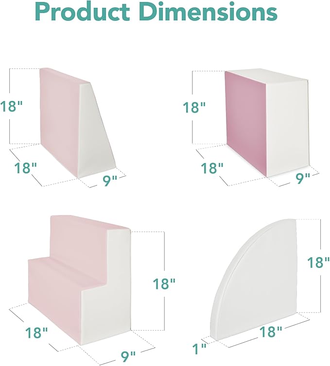 Best Choice Products 4-Piece Kids Climb & Crawl Soft Foam Block Activity Play Structures for Child Development, Color Coordination, Motor Skills - Pink