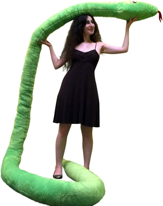 Big Plush American Made Giant Stuffed Snake 18 Feet Long Soft Green Serpent