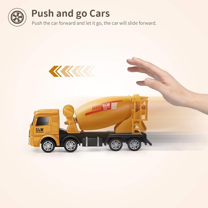 Geyiie Construction Vehicles Truck Toys, Construction Trucks Die Cast Alloy Truck Head, Tractor Trailer Excavator Dump Sandbox Gift for Toddlers Kids Boy