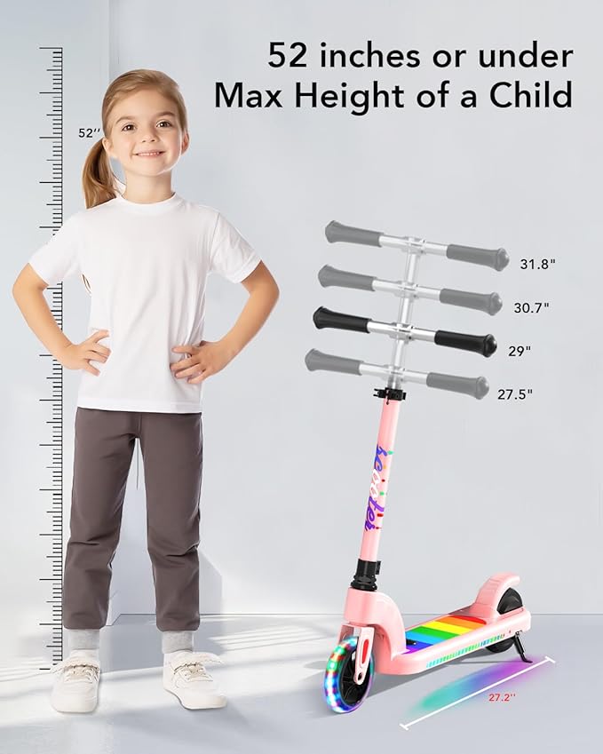 ANHAO Electric Scooter for Kids Ages 6-12 (Mainly 6-10), Kids Electric Scooter with Adjustable Height, Kick Scooter for Kids up to 110 Lbs, up to 6Mph