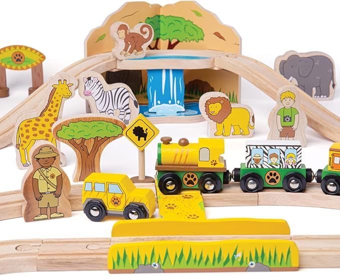 Bigjigs Rail Safari Train Set - 38 Play Pieces