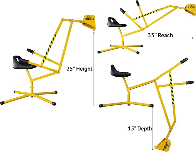 Big Dig Excavator Ride-On Toy Set w/Safety Vest & Helmet for Kids Ages 3+, Yellow