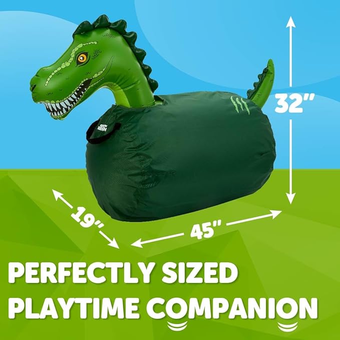 WADDLE Large Inflatable Bouncy Hopper - Ride On, Indoor, Outdoor Toys, Bouncy Horse for Girls and Boys, Durable, Easy Grip Handles, Dinosaur Toys, Kids, Up to 250lbs, Ages 5 and Up (Trex)