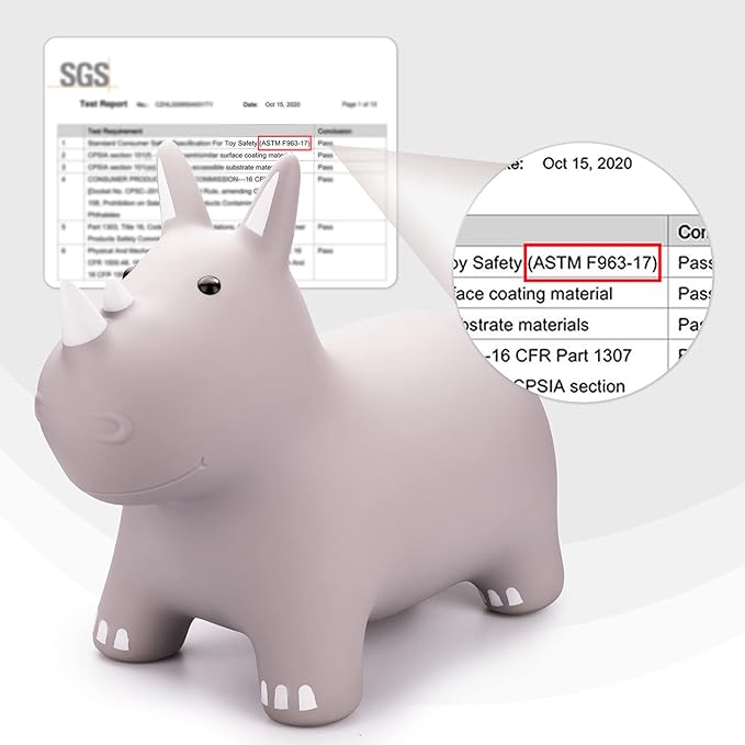 ZOOJOY Bouncy Horse Animals Hopper,Inflatable Bouncing Horse Jumping Animals for Toddlers,Ride On Hopping Toys for Girls/Boys,Great Gift W/P (Grey)