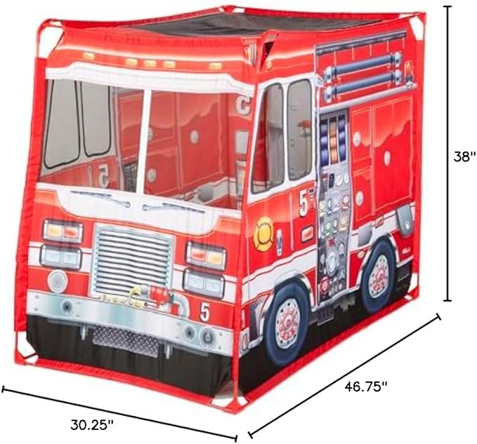 Melissa & Doug Fire Truck Play Tent Role Play Firefighter Tent, Fire Truck for Kids Ages 3+