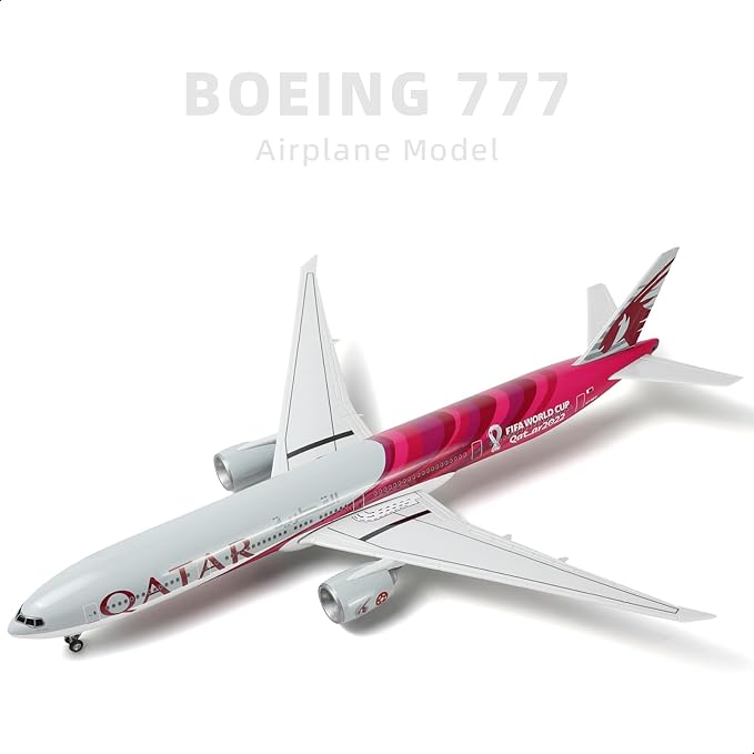 1/150 Boeing 777-300ER Qatar 18.5 inchs Large Model Diecast Airplane Model Kits with Stand for Aviation Enthusiast Gift A7-BEB (World Cup Commemorative Livery)