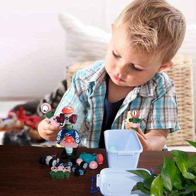 Gifts2U Magnetic Robots, 35PCS Magnetic Blocks Set for Kids with Storage Box, Stacking Robots Toy STEM Educational Playset for Boys and Girls Ages 3-6 Style A
