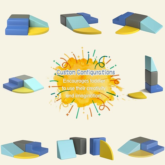 4 Pieces Kids Climbing Toys for Toddlers 1-3, Lightweight Couch Kids for Crawling and Sliding, Soft Play Equipment Foam Blocks Climber, Indoor Climb and Crawl Activity Play Set