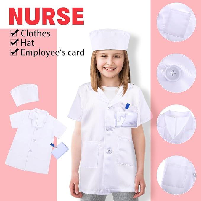 Vicenpal 4 Sets 12 Pcs Pretend Play Kids Costumes Set Christmas Gifts Role Play Costume Dress Costume for Kids Boys Girls
