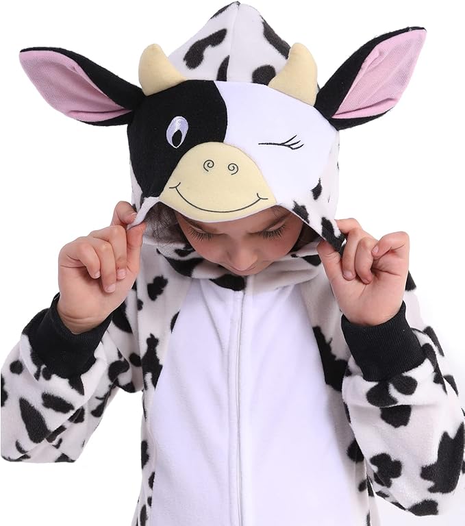 Sincere Party Fleece Cow Onesie Costume for Kids M(6-8)