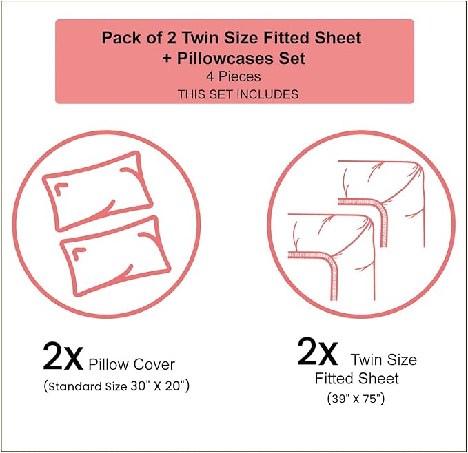 Ambesonne Pastel 2 Pack Fitted Sheet & Pillow Sham Set, Train Pattern Travel Theme, 4 Pcs Bedding Decor, Package Contains 2 Twin Size Fitted Sheets & 2 Pillow Covers, Apple Green Turquoise