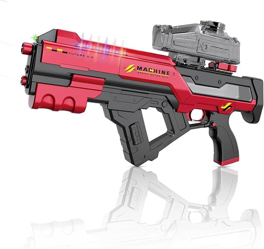 Electric Water Gun with LED Chasing Lights, 35 FT, Automatic & Manual Dual Mode High Powered High Capacity Squirt Guns for Adult Kid (Red)