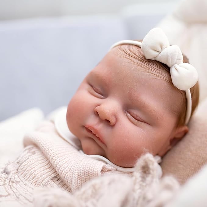 Sleeping Reborn Baby Dolls, 22 Inch Lifelike Newborn Baby with Weighted Cloth Body, Real Vinyl Reborn Doll Girl Peaches with Realistic Veins, Advanced Doll Gift Set for Kids Age 3+