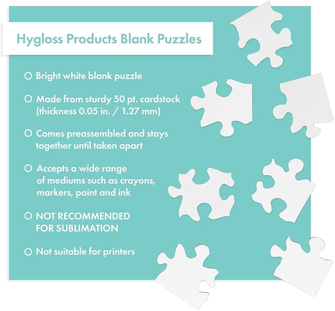 100 Blank Jigsaw Puzzles– 8.5 x 11 Inch, 12 Pieces Each – Hygloss DYI Party Invites, Perfect for Decorating, Kids' Activities, Arts & Crafts or Party Favors - Puzzle Pieces to Draw On for Crafts