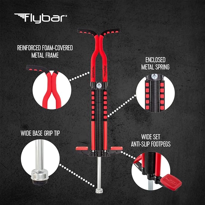 Flybar Master Pogo Stick, Ages 9+, 80 to 160 lbs, Easy Grip Handles, Anti-Slip Pegs, Outdoor Toys for Boys Girls, Outside Toys for Kids, Teens Tweens