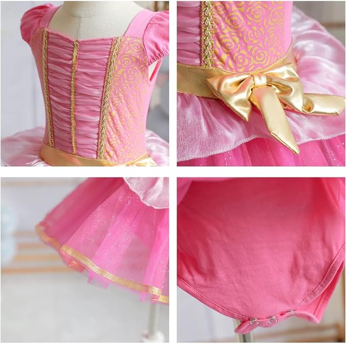 DYMCII Baby Girls Princess Ballet Dress Short Sleeve Leotards Skirted Tutu Dancewear Halloween Christmas Party Fancy Costume