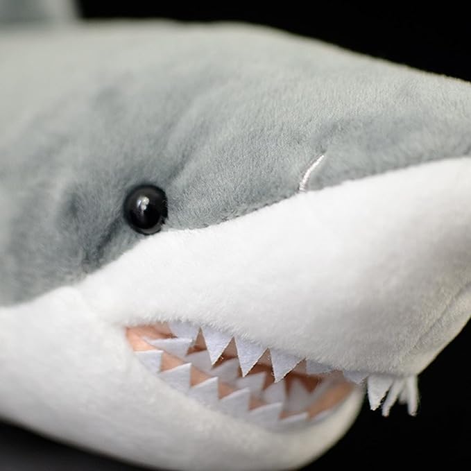 Tiny Heart Simulation Great White Shark Plush Toys, 35inch grey Soft Great White Shark Stuffed Animal Dolls pillow Cute Kids Birthday Gift Decorations Plush Toys