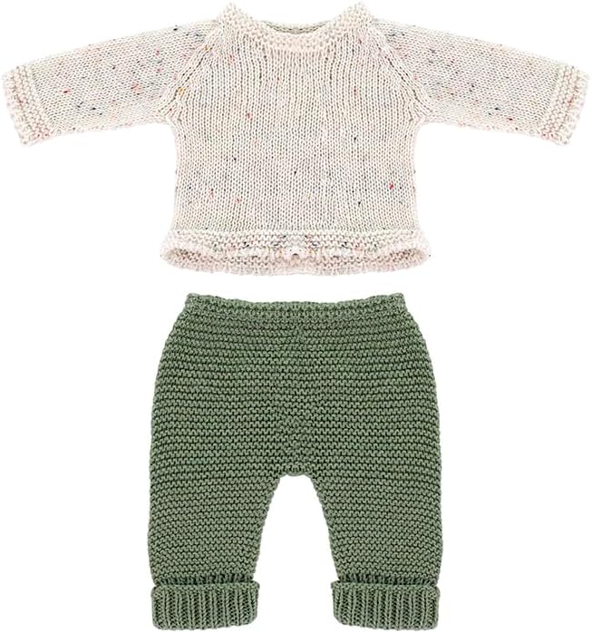 Miniland Clothes for Dolls 12 5/8'' Knitted Outfit Sweater & Trausers - ECO, Made in Spain, Quality, Role Play, Educational