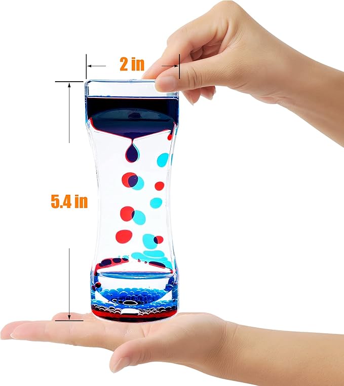 Sensory Toys for Relaxation: Motion Bubble Timer - Water Timer Fidget Toy for All Ages (Red & Blue, 1 Pack)