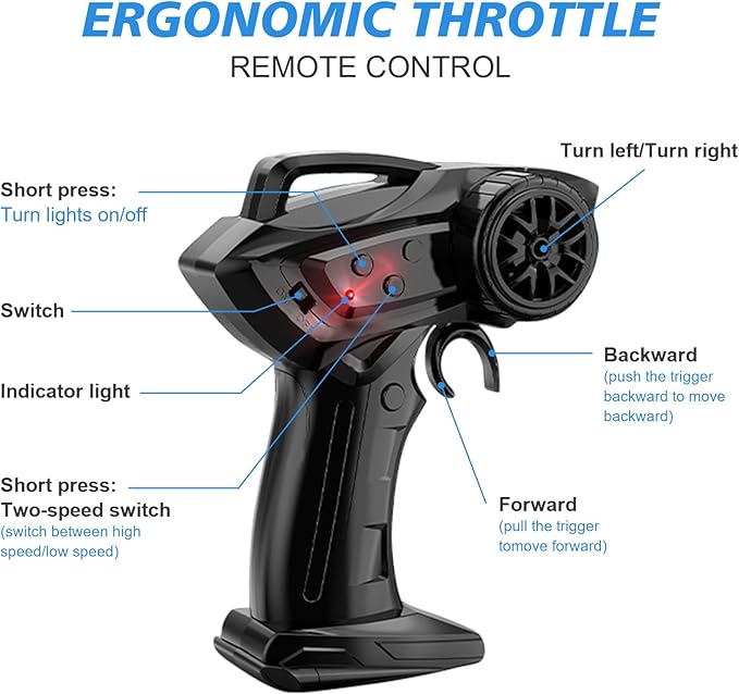 Drift RC Car for Electric Toy Car Hobby Racing Car Toys with Controller,1:24 4WD High Speed RC Drift Cars with LED Lights,Drifting Tires&Two Batteries, for Adults & Kids