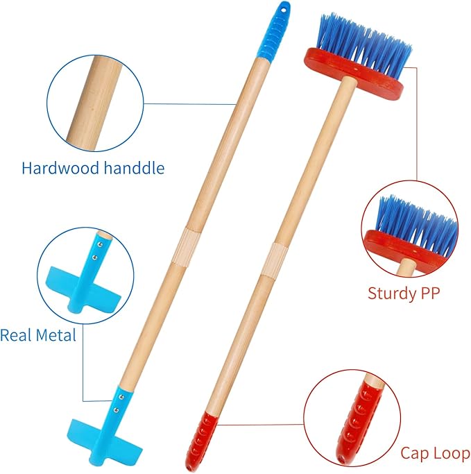 Kids Garden Tools, Outdoor Toys, Shovel for Digging Sand, Kid-Sized Rake, 5PCS 27.6 Inch Long Gardening Tools for Boys Girls Age 3 and up Gifts