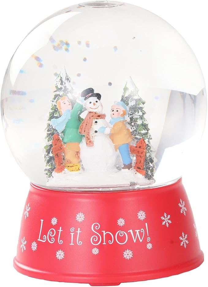 120mm Christmas Snow Globe Lamp - Red Base Musical Holiday Decoration Xmas Tree & Snowman with Timer, USB Power, Festive Room Light, Best Gift for Christmas,New Year