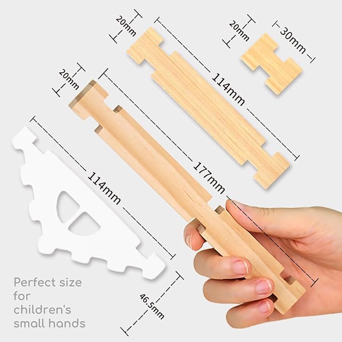 Jovi-mindly&Notchies 96 PCS Wooden Blocks Wooden Toys with Storage Bag, Preschool Learning Toys Wood Blocks Building for Kids Ages 4-8 Creative Construction Game,FSC Certified,Graduate Gifts