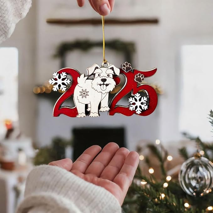 2025 Schnauzer Christmas Ornament – Wooden Dog Ornament for Tree, Cute Puppy Holiday Decoration, Personalized Pet Lover Gift for Women, Men, Kids, Dog Mom & Dad