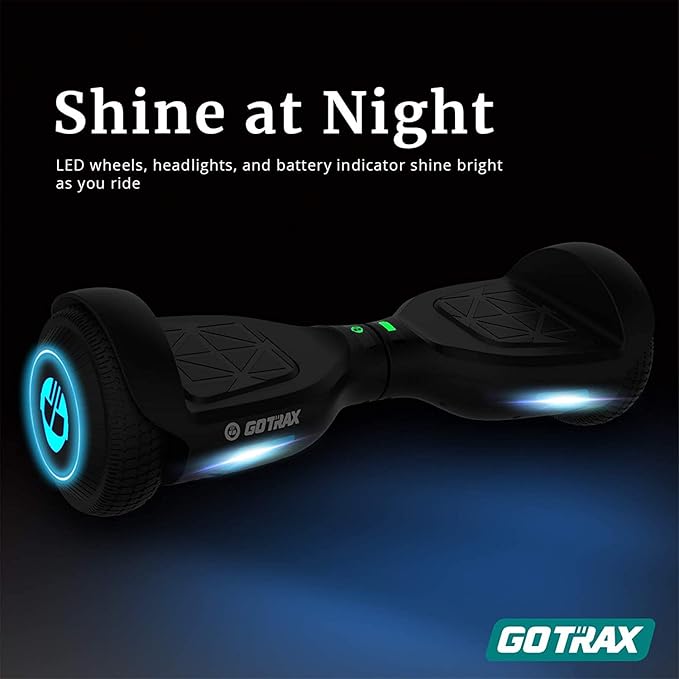 Gotrax Hoverboard with 6.5" LED Wheels & Headlight, Max 4/5 Miles Range, 6.2mph Power by Dual Brushless Motor, UL2272 Certified and 50.4Wh/65.52Wh Battery Self Balancing Scooters for 44-176lbs Kids