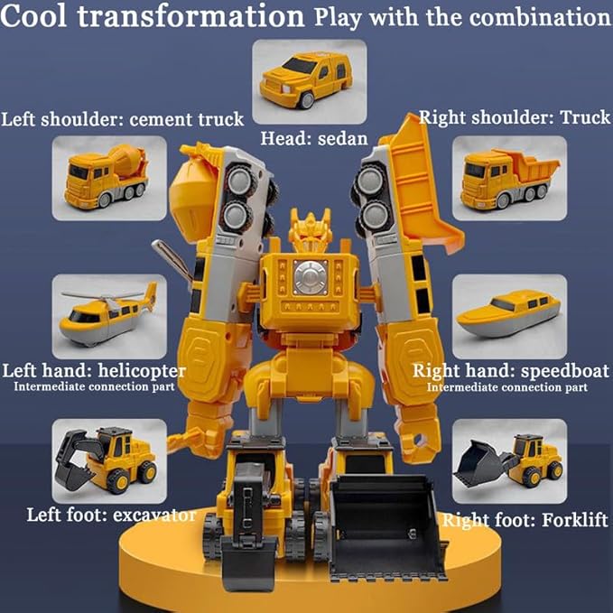 Magnetic Transform Engineering Car Assembled Toys with Storage Box,Magnetic Blocks for Toddlers,Constructo Modular Transforming Toy Set for Boys and Girls (Robot Construction Vehicles, Pieces, 35)