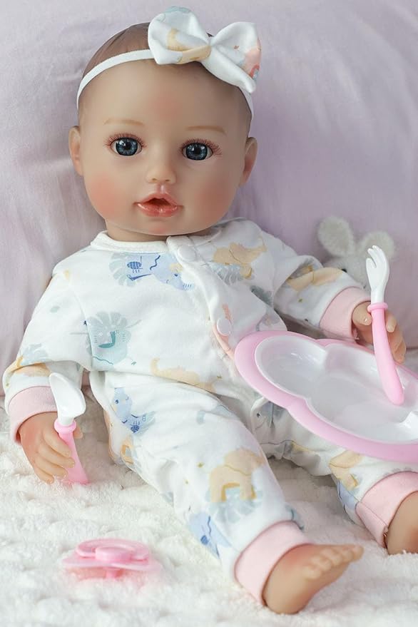 SCOM Soft Baby Doll Girl - 16 inch First Realistic Doll with Accessories, Lifelike Real Cute Baby with Cloth Body & Vinyl for Kids 3 4 5 6 + Year Old Gifts