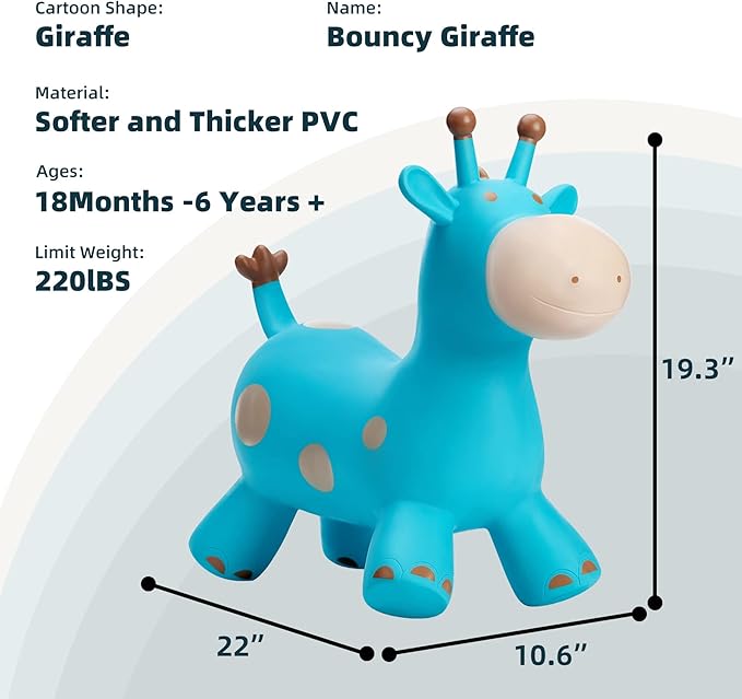 EVERICH TOY Giraffe Bouncy Horse Hopper for Toddlers, Bouncy Animals Jumping Horse, Inflatable Ride on Bouncer Hopping Toys Gifts for Boys and Girls 18 Months 2 3 4 5 6 Years Old