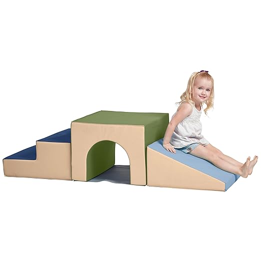 ECR4Kids SoftZone Single Tunnel Climber, Toddler Playset, Earthtone, 3-Piece