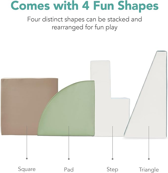 Best Choice Products 4-Piece Kids Climb & Crawl Soft Foam Block Activity Play Structures for Child Development, Color Coordination, Motor Skills - Earth Tone