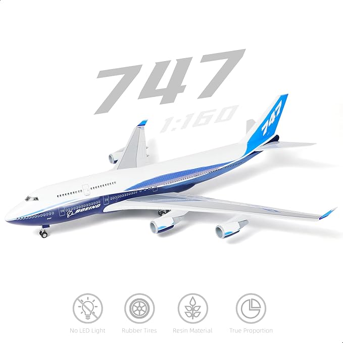 747 Dreamliner 1/160 Large Scale Airplane Model -17 inches (Long) 747 Die-cast Airplane Model for Adult -Model Plane 747-400 with Stand for Aviation Enthusiasts Gifts or Display Decorations