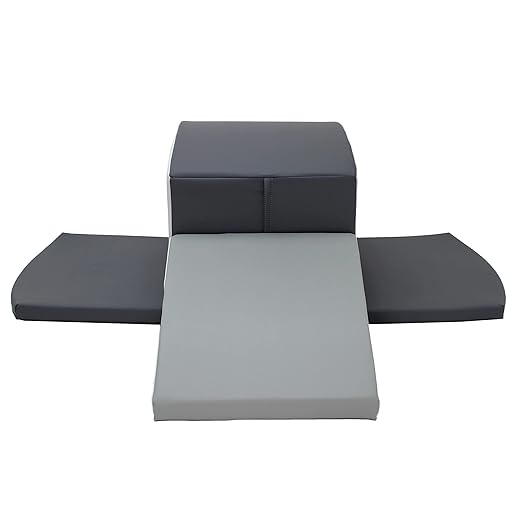 FDP SoftScape Playtime Grow-n-Learn Tunnel Climber Plus Pads for Toddlers and Kids; Soft Foam Indoor Active Playset for Crawling and Sliding at Home, Daycare (3-Piece) - Gray/Light Gray, 12825-GYLG