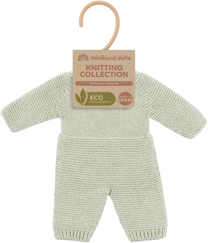Miniland Clothes for Dolls 12 5/8'' Knitted Outfit Green Color - ECO, Made in Spain, Quality, Role Play, Educational