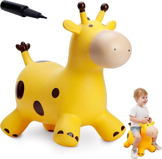 EVERICH TOY Giraffe Bouncy Horse Hopper for Toddlers, Bouncy Animals Jumping Horse, Inflatable Ride on Bouncer Hopping Toys Gifts for Boys Girls 18 Months 2 3 4 5 6 Years Old