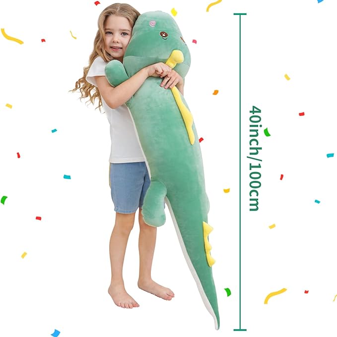 40 inch Giant Dinosaur Soft Body Pillow Plush Dino Toys, Cute Big 3.3 Feet Dinosaur Stuffed Animals, Gifts for Girls Kids Boys, Birthday