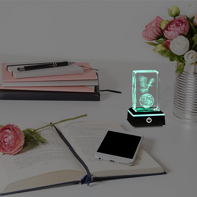 3D Crystals Eagle Gifts Decor Glass Figurine Eagle Stuff for Room Birthday for Best Friend Lovers Keepsake Paperweight