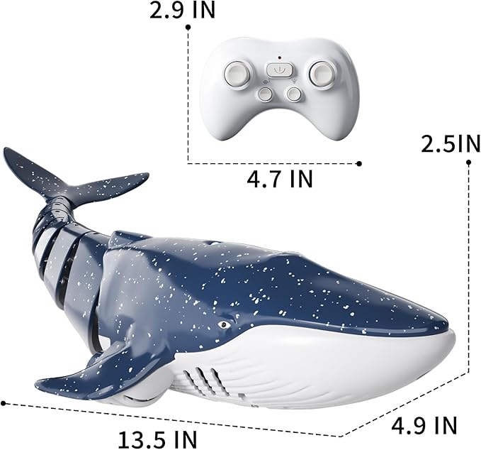 2.4Ghz Remote Control Whale Shark Toys for Boys Kids, 1:18 Scale High Simulation Whale Shark for Pool, Electric RC Whale Shark Fish Toys with Light & Spray Water Function for 4 5 6 7 8 9 Year olds Kid