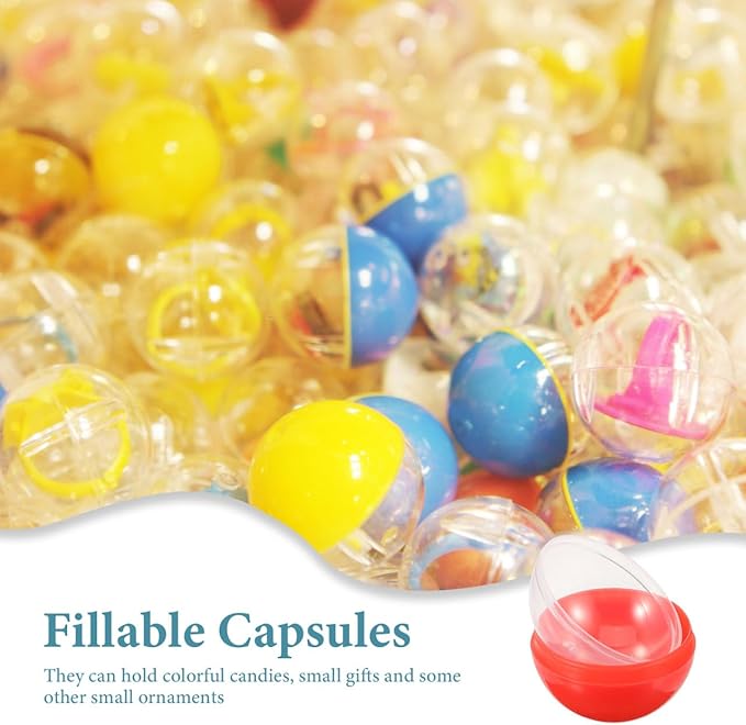 Homoyoyo 50pcs 45mm/1.77inch Vending Machine Capsules Round Empty Claw Machine Balls Clear Gumball Capsules DIY Craft Supplies for Party Favor