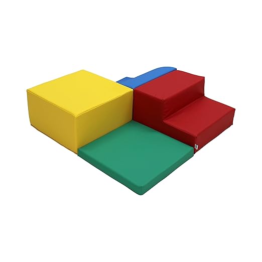 Factory Direct Partners SoftScape Toddler Playtime Square Corner Climber, Indoor Active Playset for Toddlers and Kids, Safe Soft Foam for Crawling and Sliding (4-Piece) - Multicolor, 13232-108
