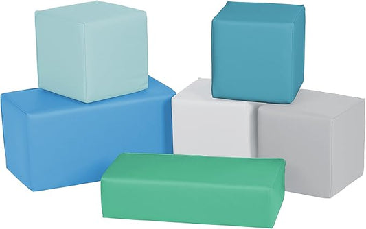 Factory Direct Partners 10414-CT SoftScape Stack-a-Block Big Foam Construction Building Blocks, Soft Play Set for Toddlers and Kids (6-Piece Set) - Contemporary