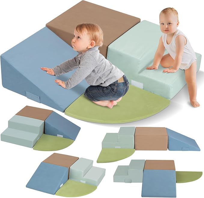 Large 4 Pcs Toddler Climbing Toys Indoor, Foam Climbing Blocks with Velcro - Ideal Gift