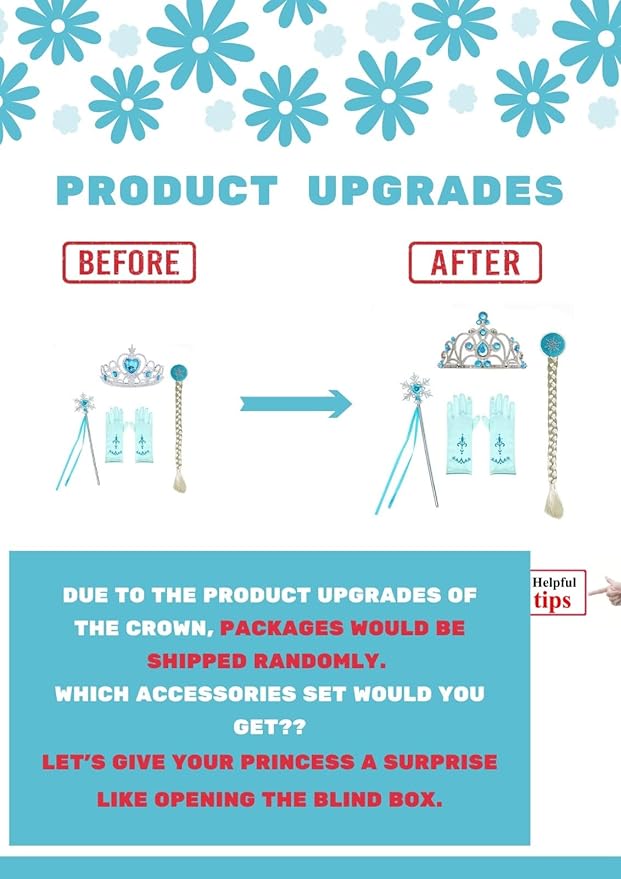 REXREII Princess Dress for Girls Frozen Elsa Snow Queen Costume Halloween Cosplay Christmas Birthday Party Gown w/Accessories