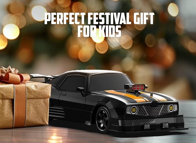 RACENT 1:16 RC Drift Car, 2.4Ghz 4WD 18KM/H Remote Control Car with Spray Mist, Racing and Drifting Wheels, LED Light, 2 Batteries, Sport Model Toys Vehicle for Kids, Boys, Adults